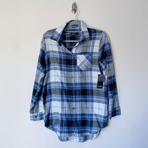 Free Press Blue Plaid Button Down Shirt